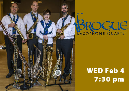 Brogue Saxophone Quartet concert at Visual Voice Wednesday, Feb 4th at 7:30pm